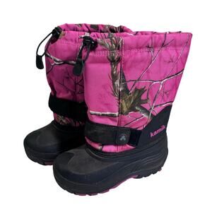 KAMIK Boots 1 Snow Winter Insulated Pink Camo Camouflage Cinching Toggle Pull On